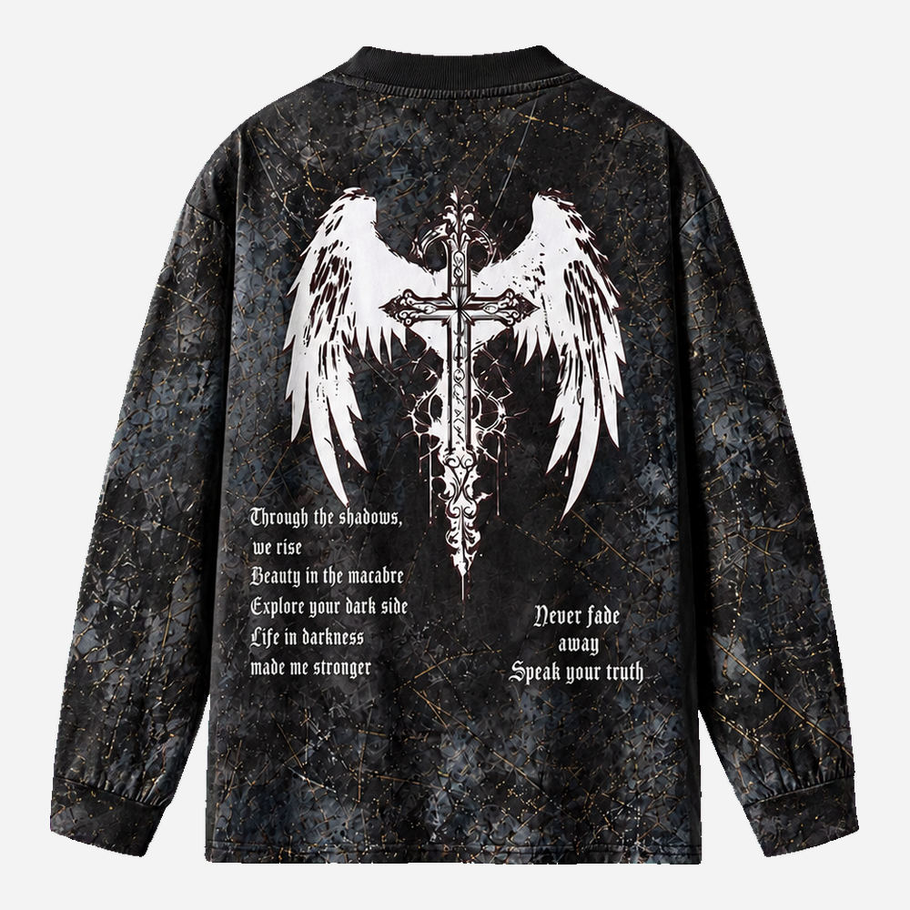 Winged Emblem Eco Oversized Long-Sleeve Graphic Tees · GRS Certified
