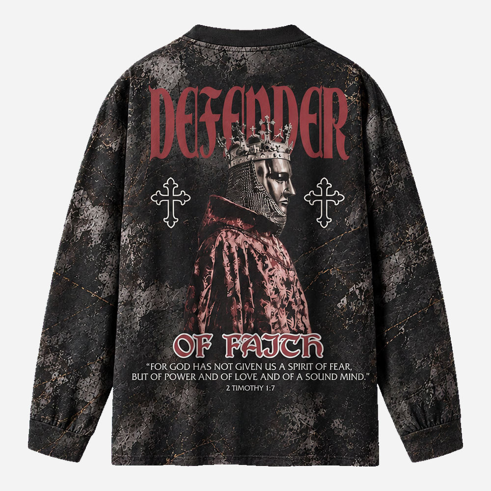 Crowned Defender Eco Oversized Long-Sleeve Graphic Tees · GRS Certified