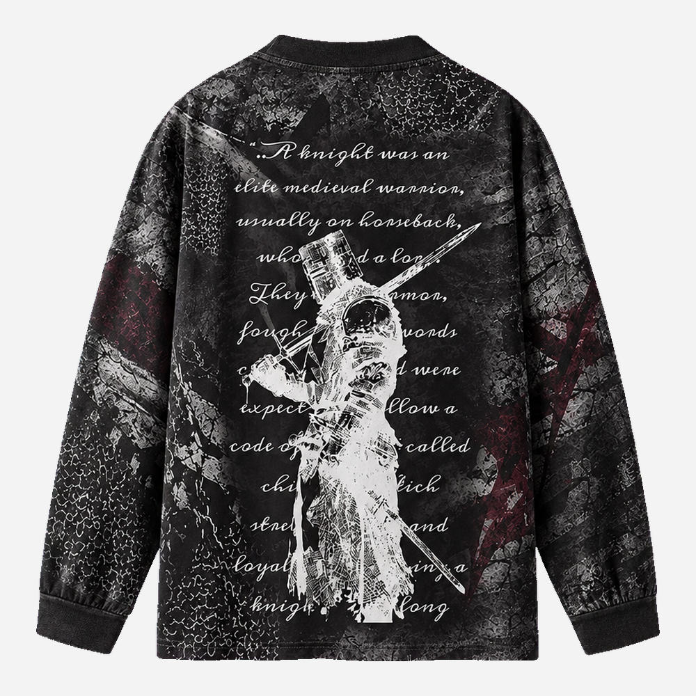 Armored Knight Eco Oversized Long-Sleeve Graphic Tees · GRS Certified