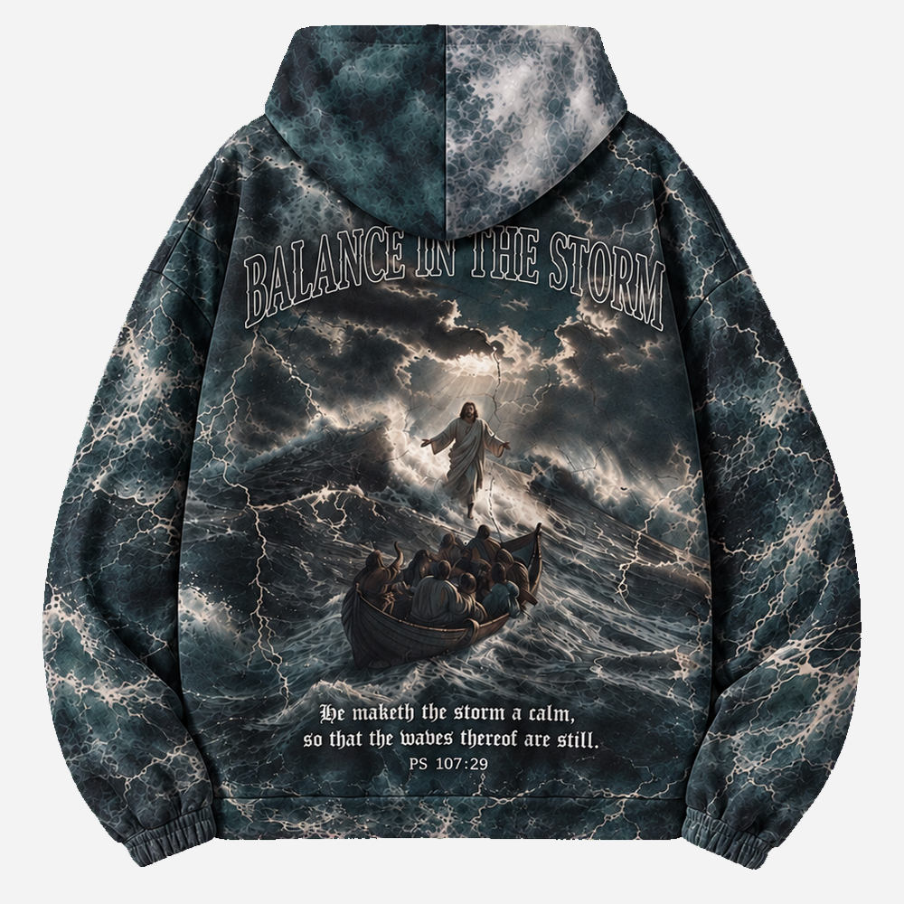 Balance in The Storm All Over Print Scuba Hoodie