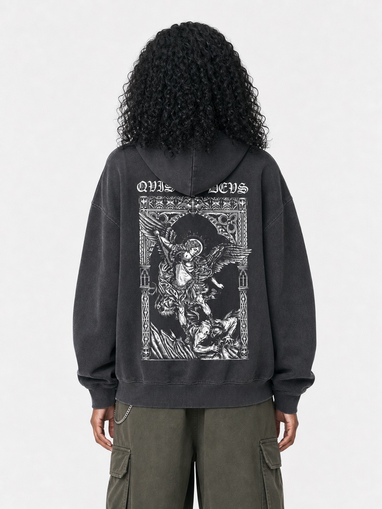 Angel Graphic Vintage Washed Hoodie