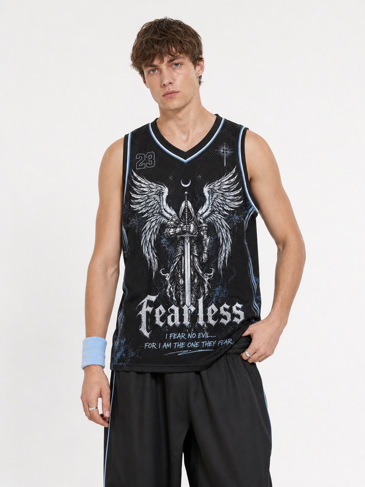 Fearless Sword Graphic Mesh Jersey Tank Top