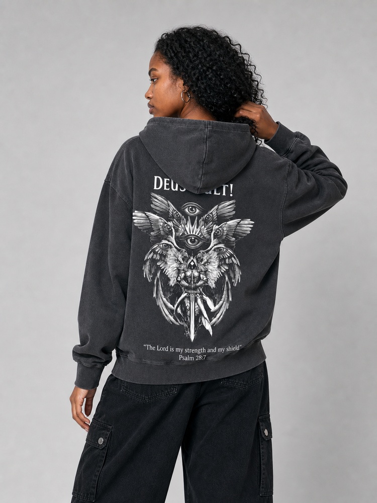 Eye Wing Sword Vintage Washed Hoodie