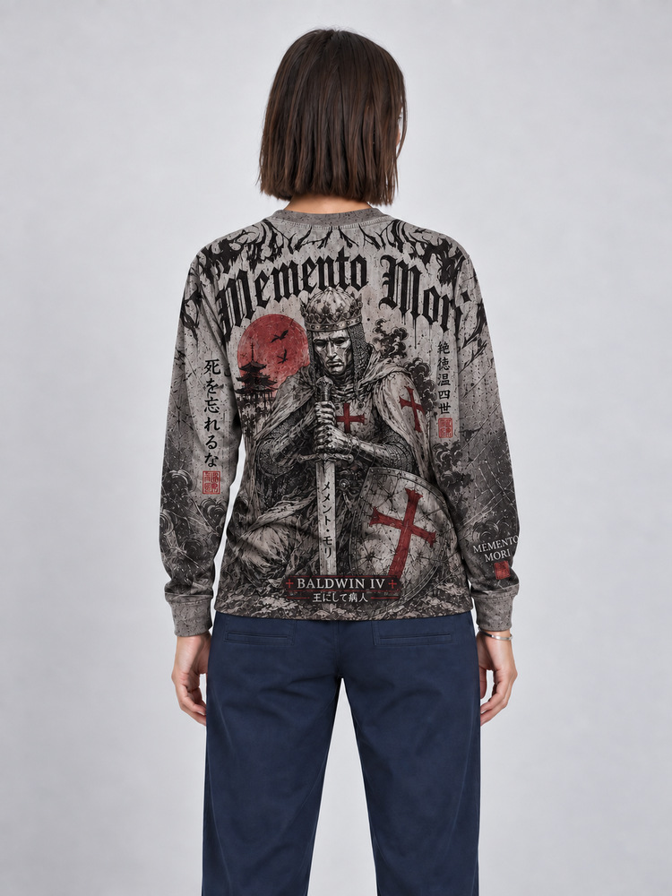 Memento Mori Eco Oversized Long-Sleeve Graphic Tees · GRS Certified