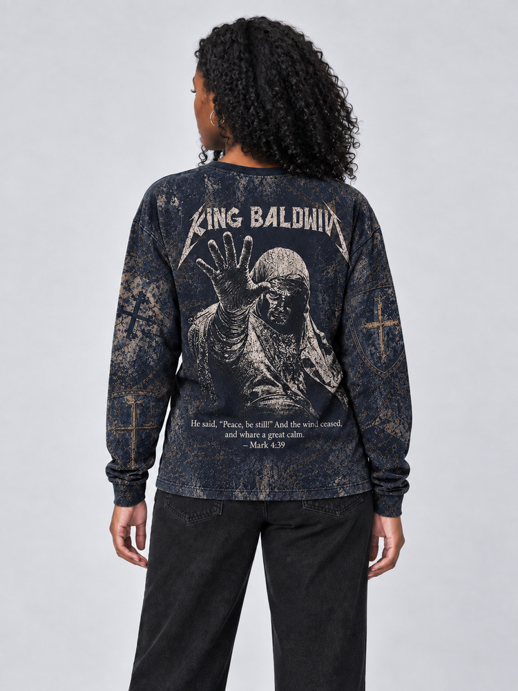 Masked King Eco Oversized Long-Sleeve Graphic Tees · GRS Certified