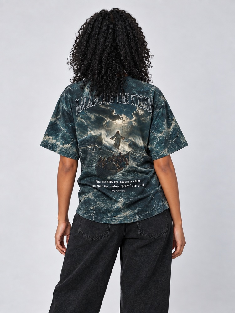 Balance in The Storm Eco Oversized Graphic Tees · GRS Certified
