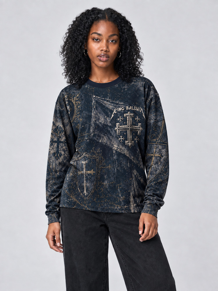 Masked King Eco Oversized Long-Sleeve Graphic Tees · GRS Certified