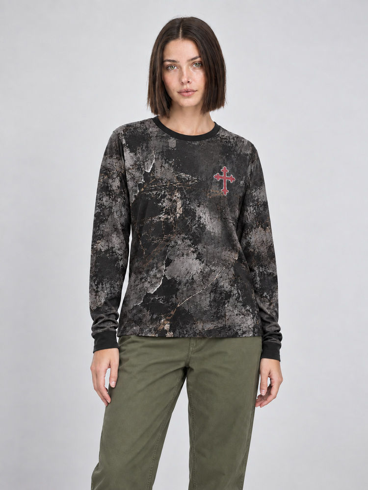 Crowned Defender Eco Oversized Long-Sleeve Graphic Tees · GRS Certified