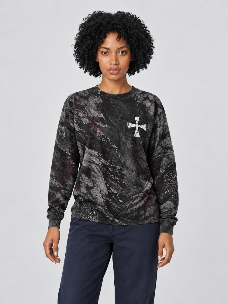 Armored Knight Eco Oversized Long-Sleeve Graphic Tees · GRS Certified