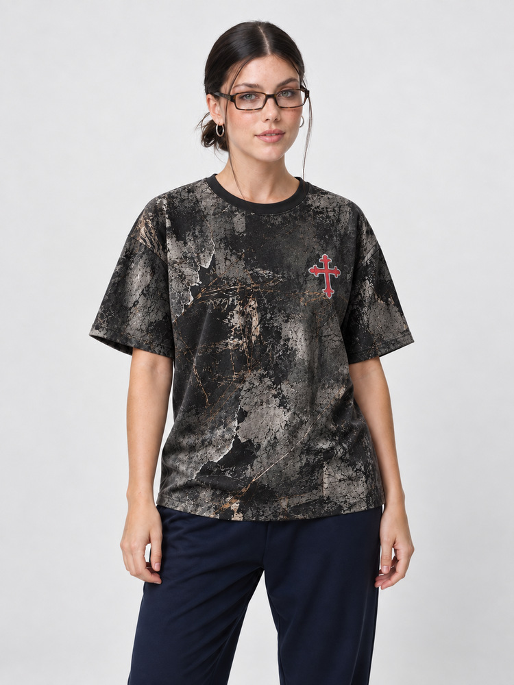Crowned Defender Eco Oversized Graphic Tees · GRS Certified