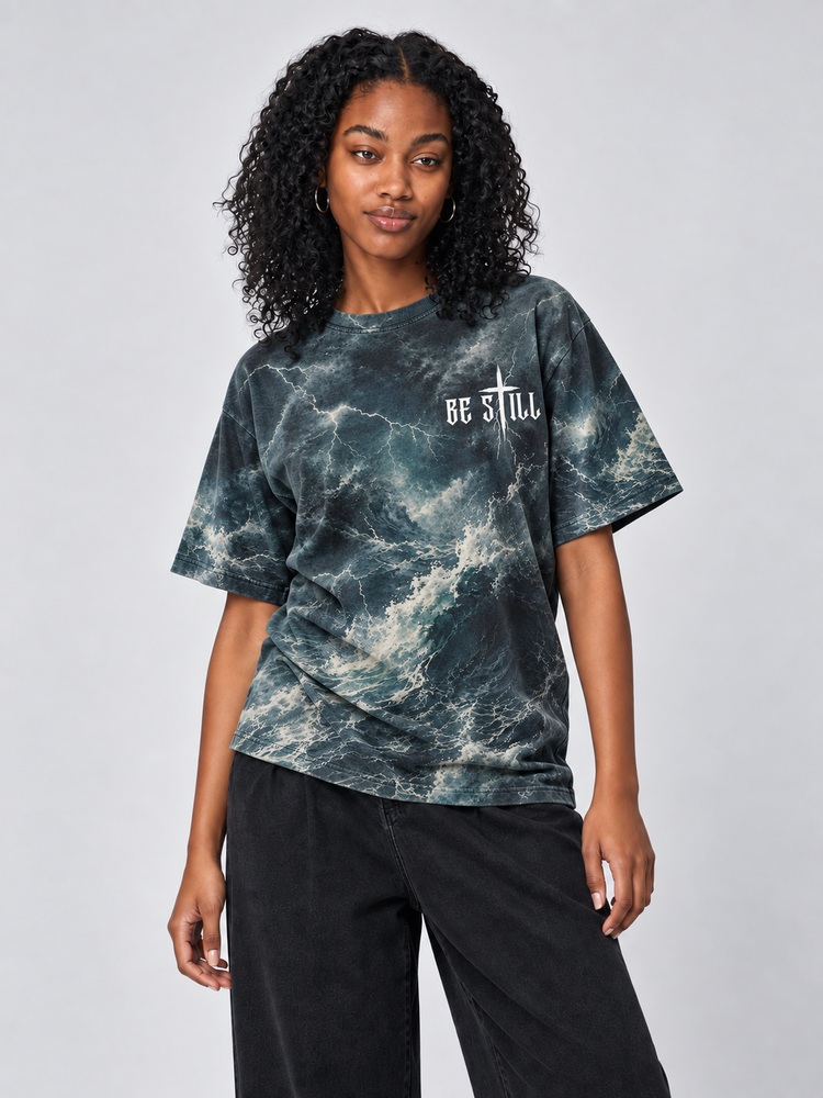 Balance in The Storm Eco Oversized Graphic Tees · GRS Certified