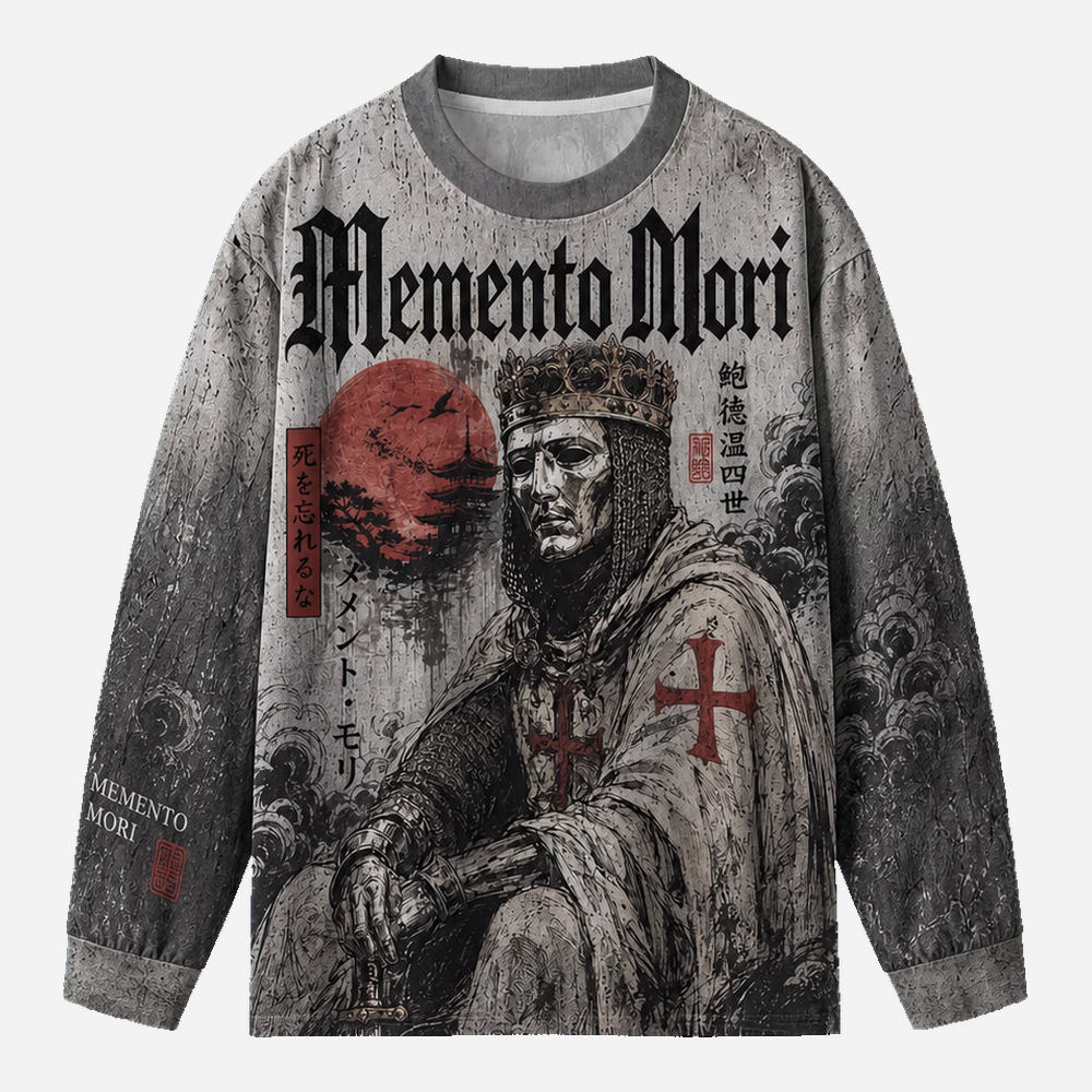 Memento Mori Eco Oversized Long-Sleeve Graphic Tees · GRS Certified