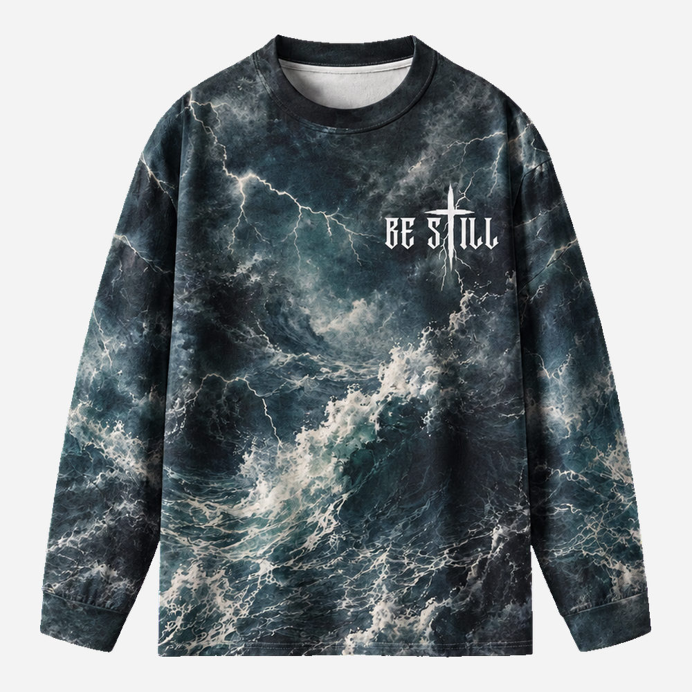 Balance in The Storm Eco Oversized Long-Sleeve Graphic Tees · GRS Certified