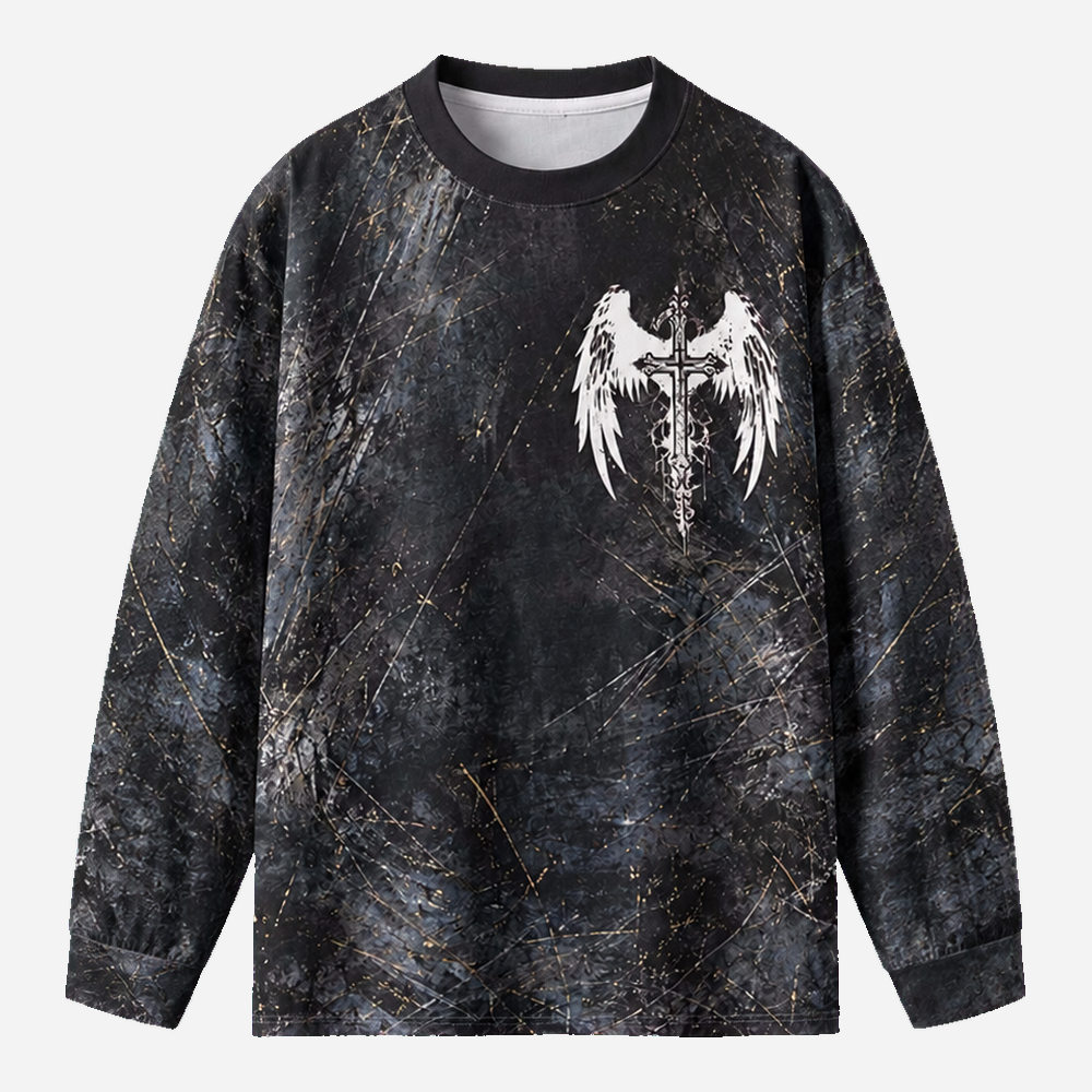 Winged Emblem Eco Oversized Long-Sleeve Graphic Tees · GRS Certified