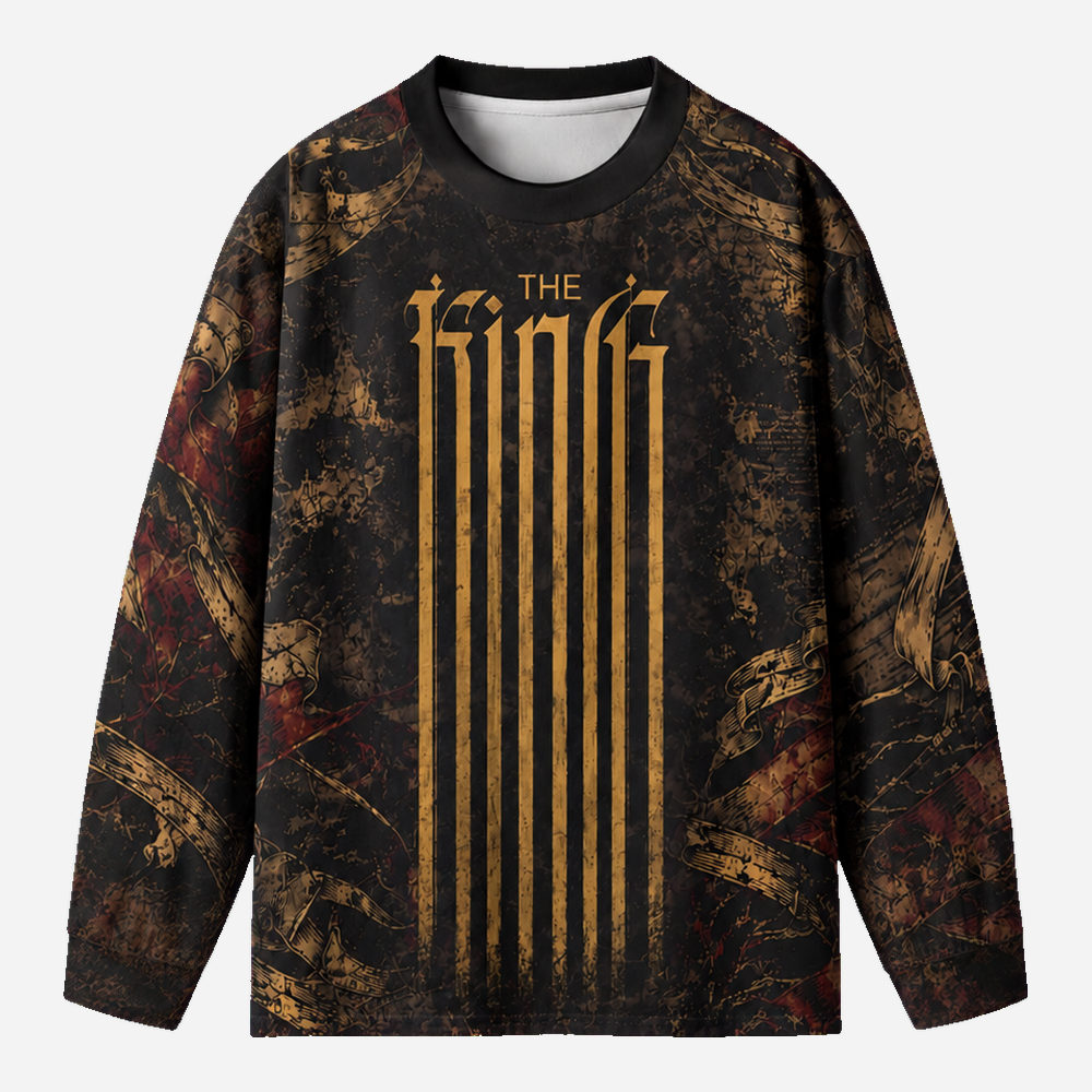 Crowned King Eco Oversized Long-Sleeve Graphic Tees · GRS Certified