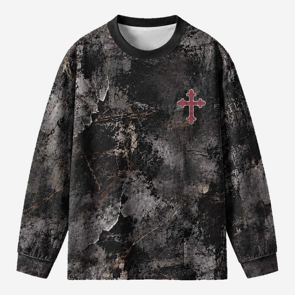 Crowned Defender Eco Oversized Long-Sleeve Graphic Tees · GRS Certified