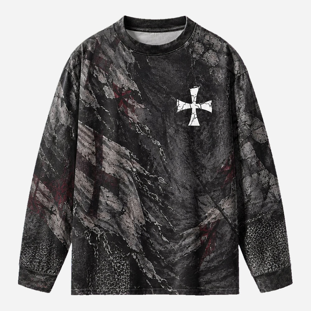 Armored Knight Eco Oversized Long-Sleeve Graphic Tees · GRS Certified