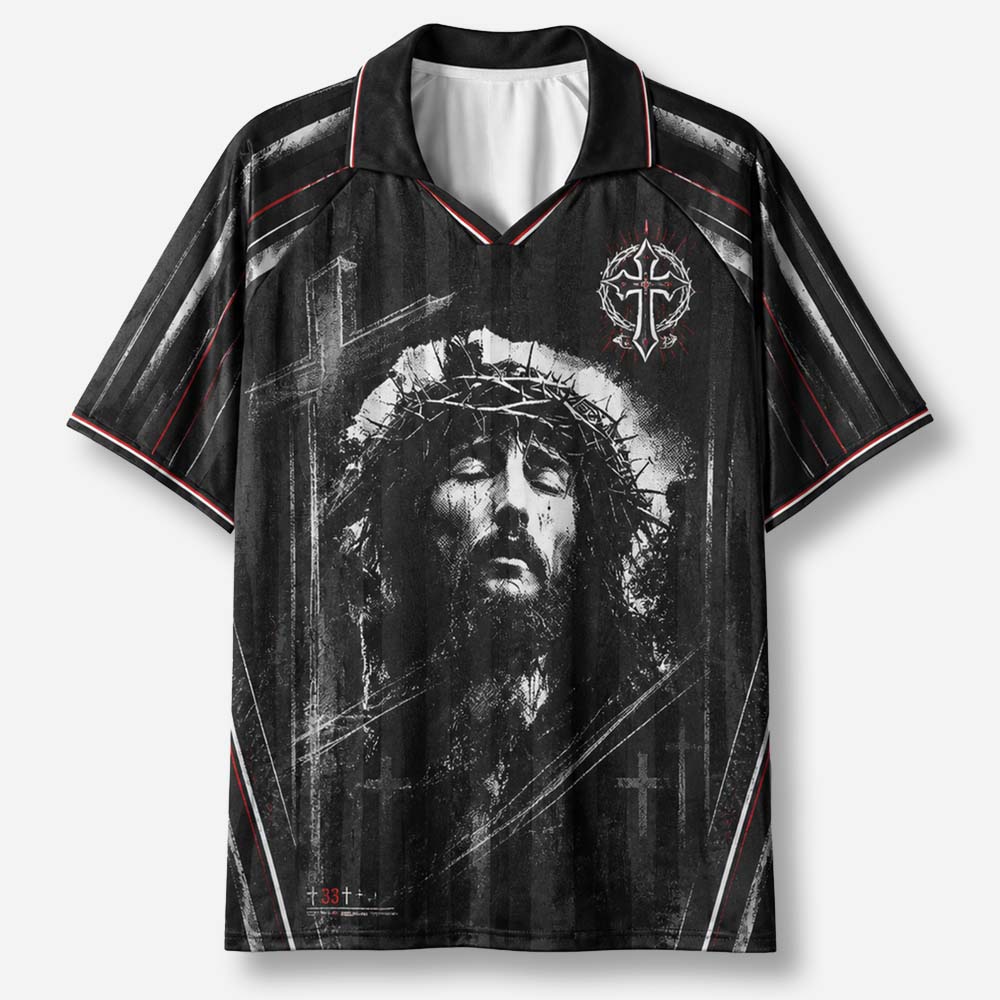 Gothic Crest Graphic Collar Jersey
