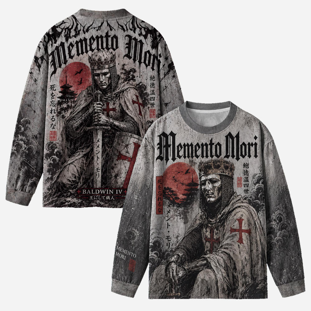 Memento Mori Eco Oversized Long-Sleeve Graphic Tees · GRS Certified