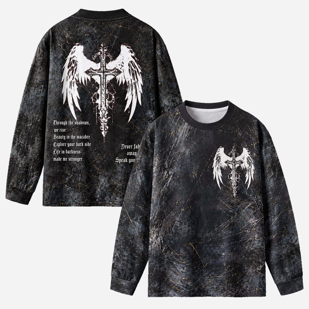 Winged Emblem Eco Oversized Long-Sleeve Graphic Tees · GRS Certified