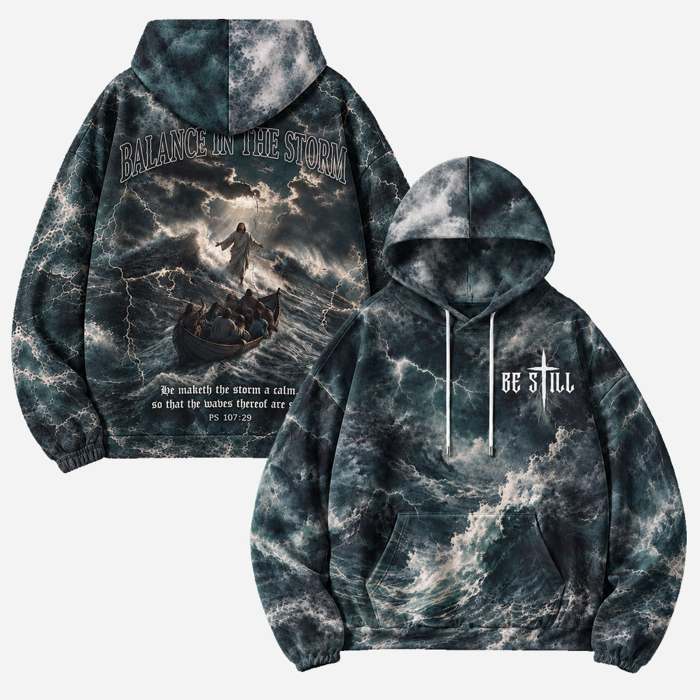 Balance in The Storm All Over Print Scuba Hoodie