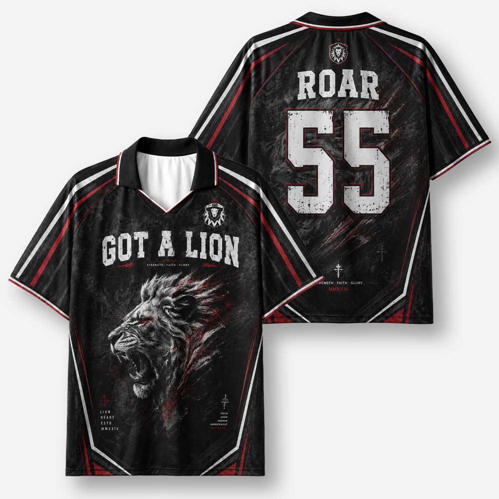 You've Got A Lion Graphic Collar Jersey