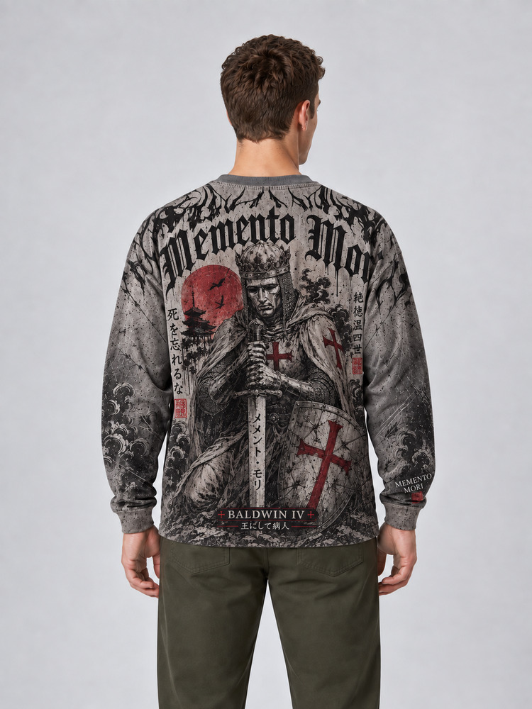 Memento Mori Eco Oversized Long-Sleeve Graphic Tees · GRS Certified