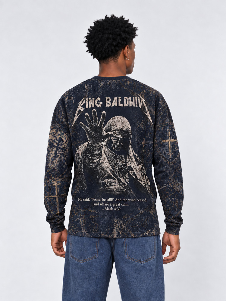 Masked King Eco Oversized Long-Sleeve Graphic Tees · GRS Certified