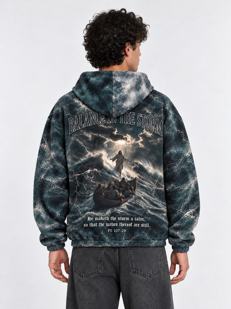 Balance in The Storm All Over Print Scuba Hoodie