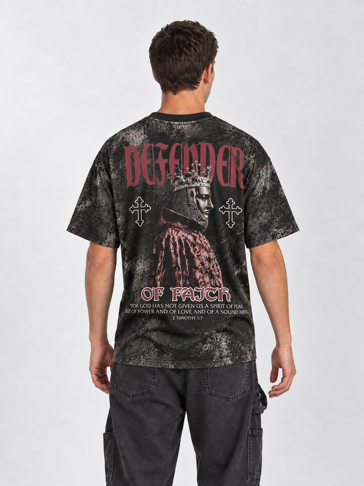 Crowned Defender Eco Oversized Graphic Tees · GRS Certified