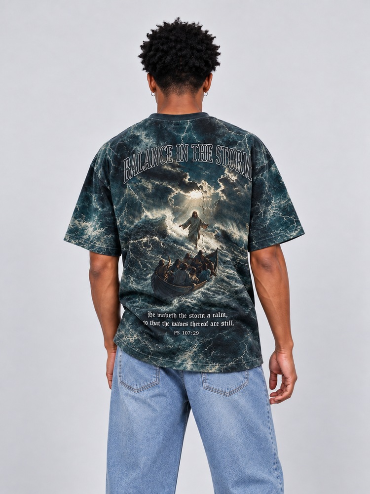Balance in The Storm Eco Oversized Graphic Tees · GRS Certified