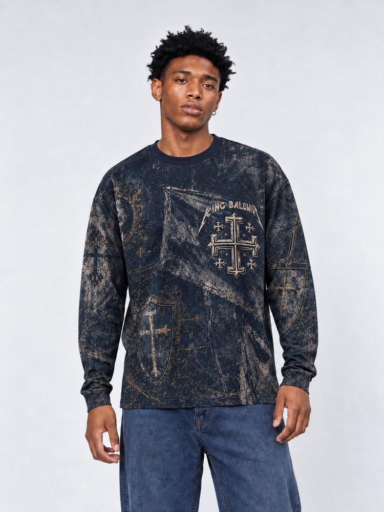 Masked King Eco Oversized Long-Sleeve Graphic Tees · GRS Certified