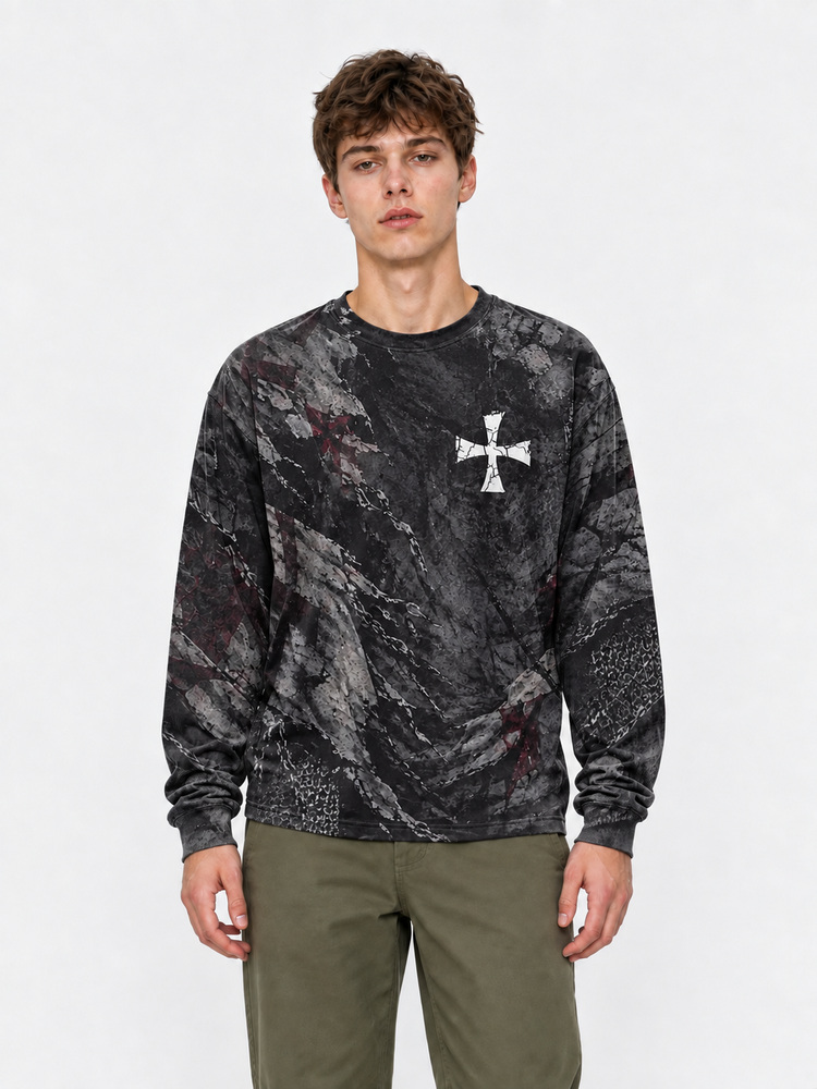 Armored Knight Eco Oversized Long-Sleeve Graphic Tees · GRS Certified