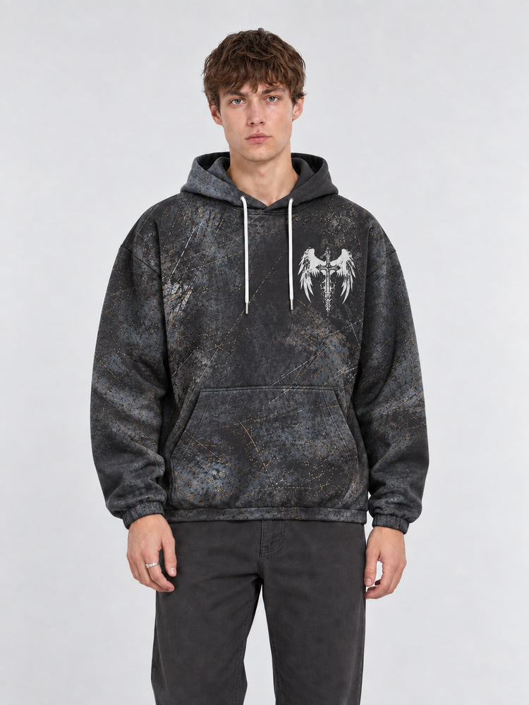 Winged Emblem All Over Print Scuba Hoodie