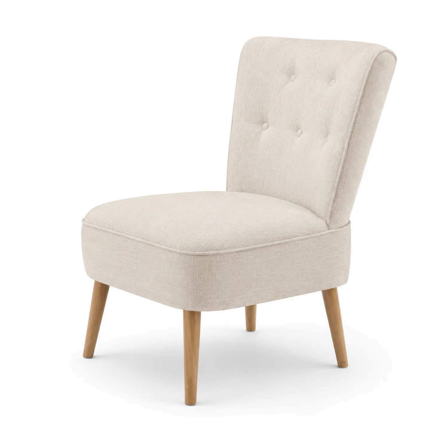 Silla de tela de poliéster beige con patas de roble, 75 cm de altura