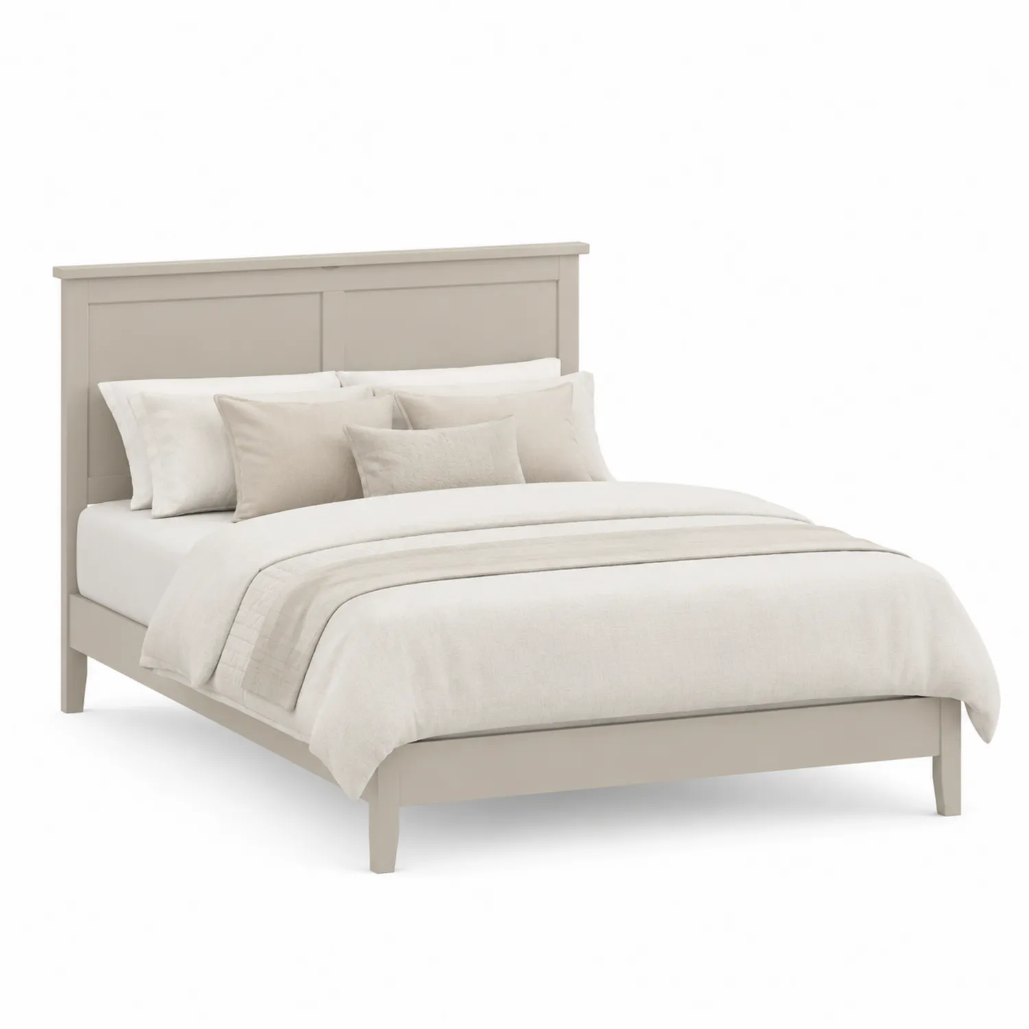 Cama Matrimonial de Madera Beige con Almohadas