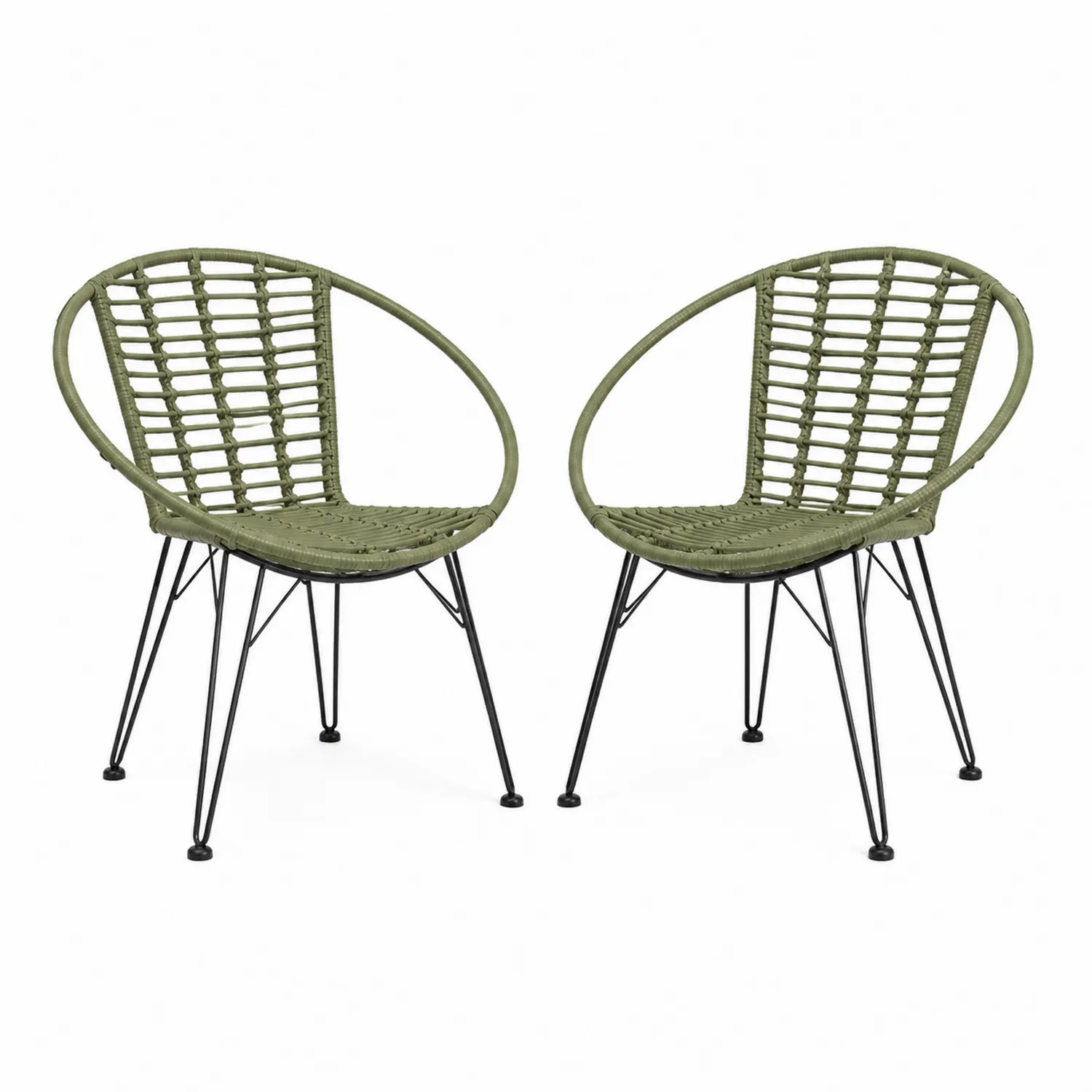 Conjunto de 2 sillas de cuerda verde y acero