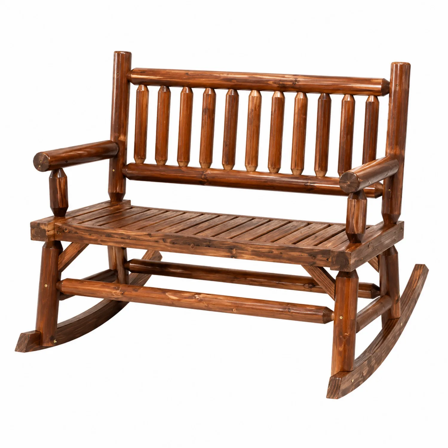 Banco mecedor de madera para exteriores 85 cm Marrón