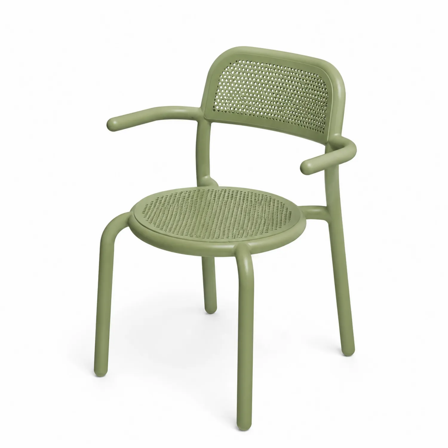 Silla de plástico con reposabrazos Verde