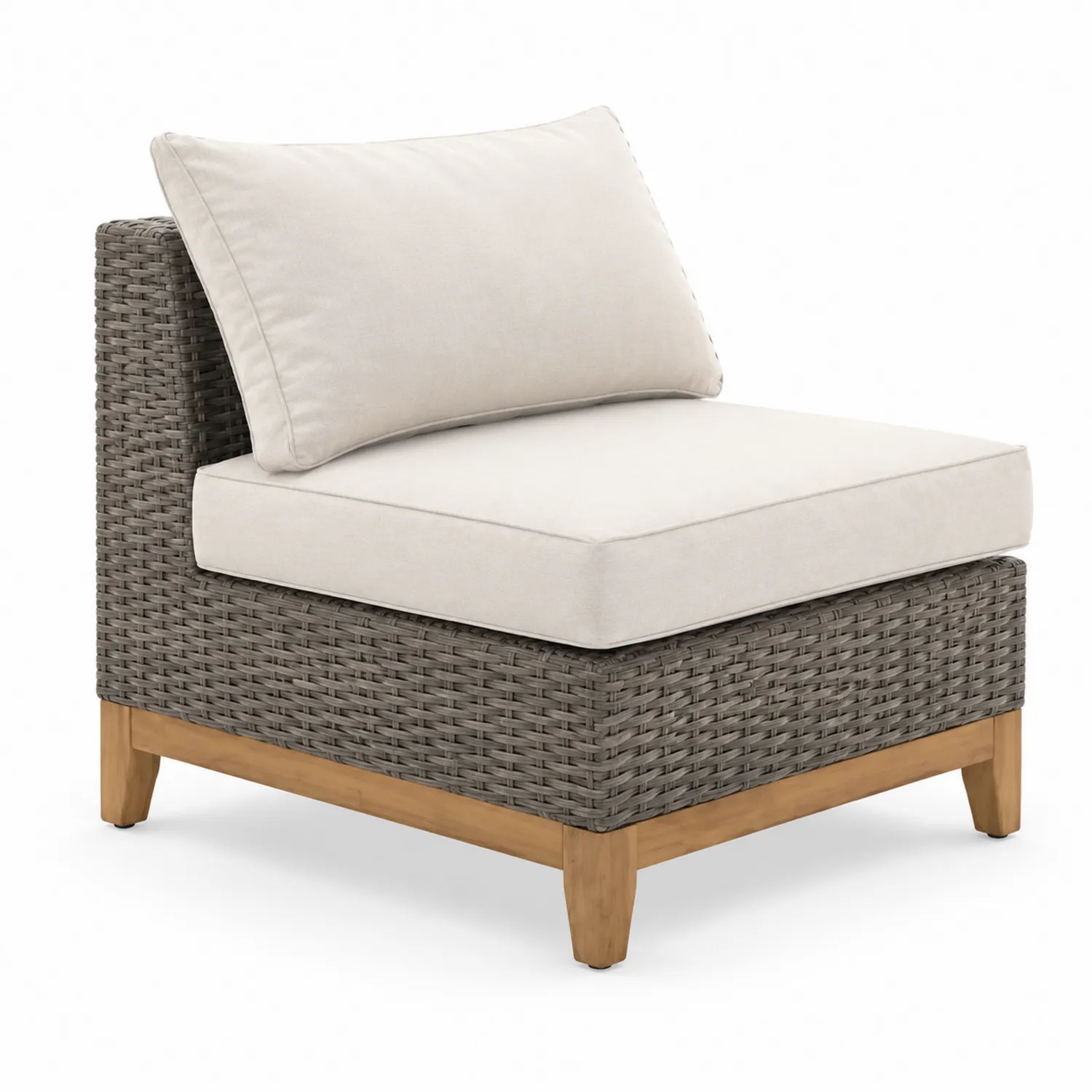 Silla de Ratán Sintético para Exterior con Cojines Beige
