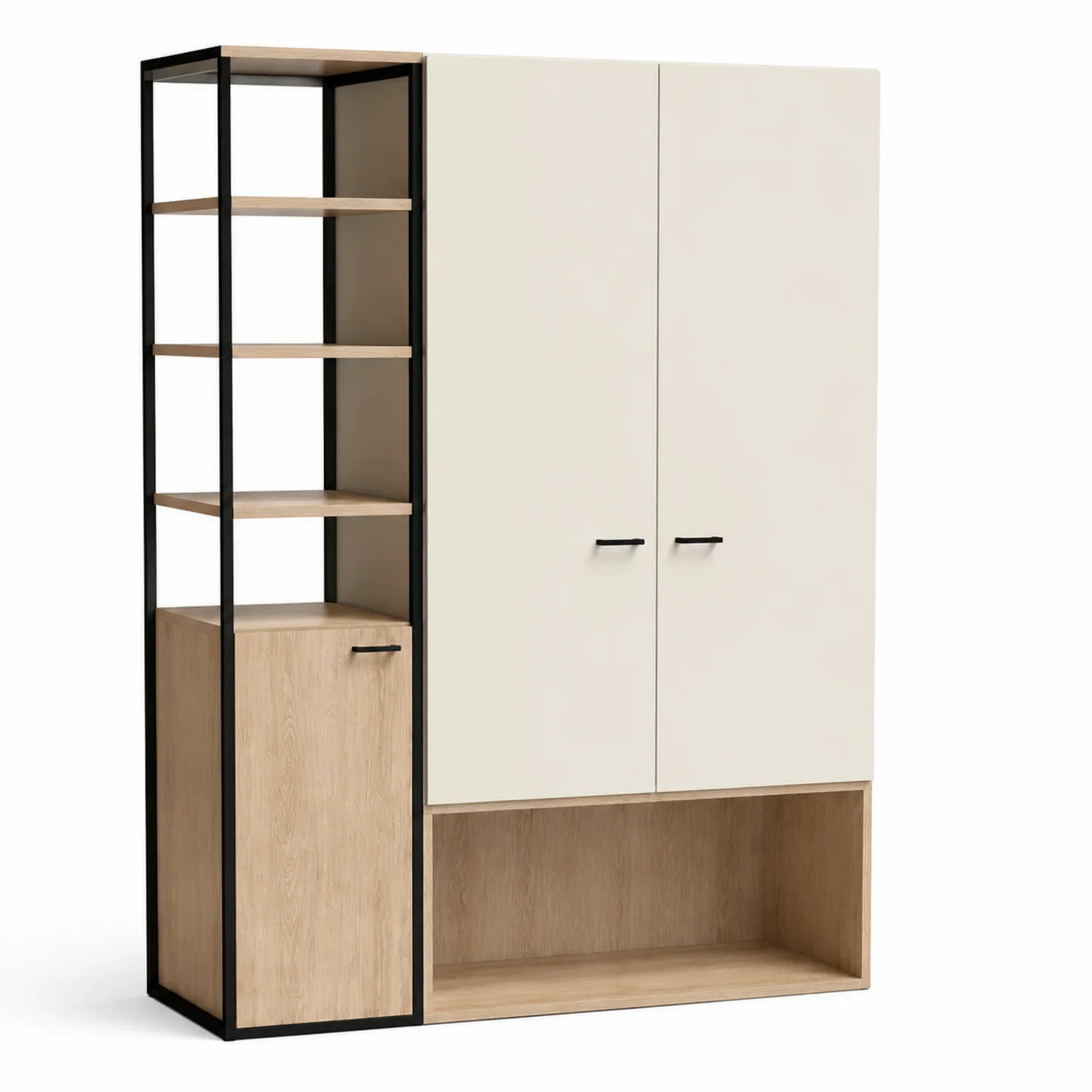 Armario con Estantería de Metal y Melamina Beige 180x120x40 cm