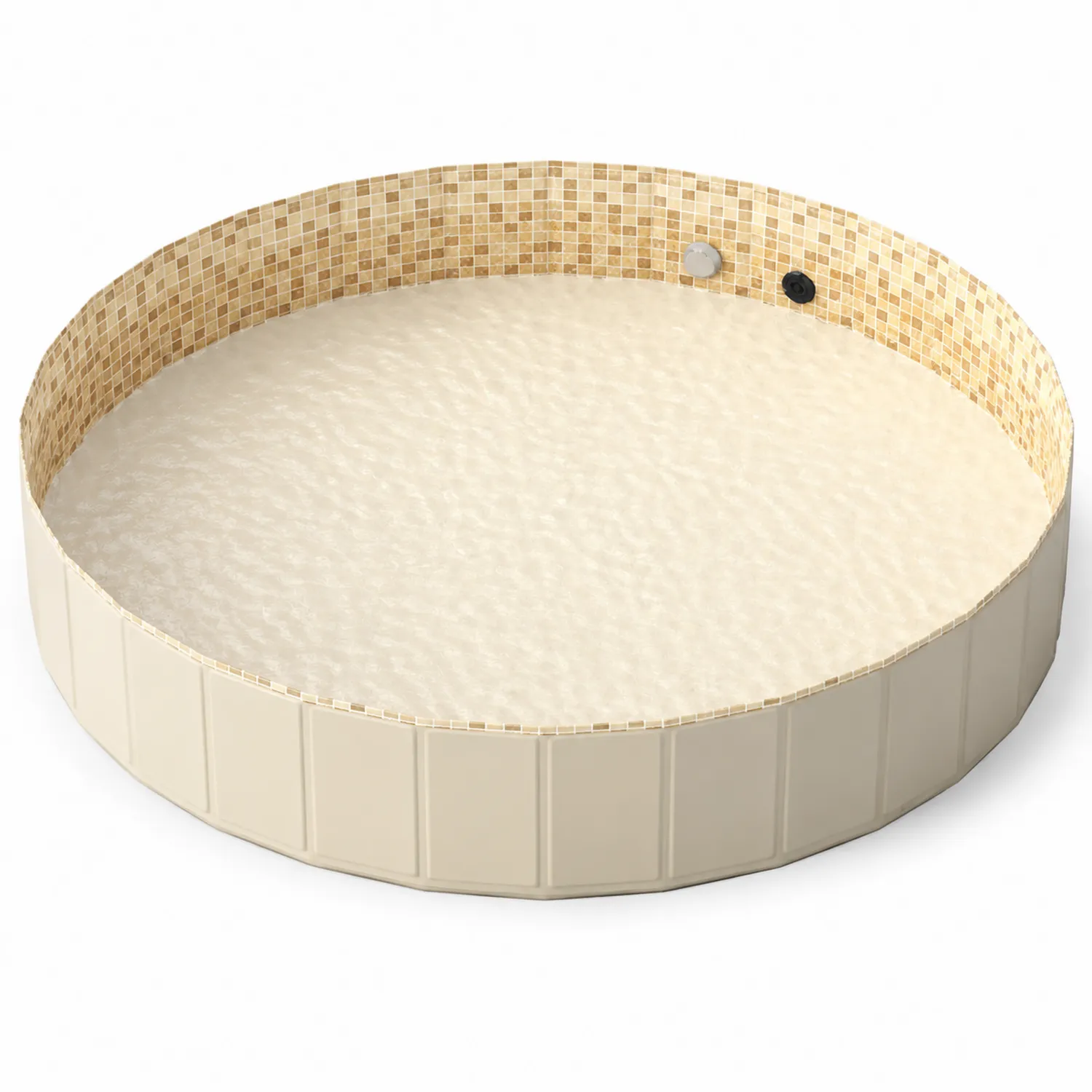 Piscina redonda de PVC y cerámica 400 cm diámetro 59 cm altura Beige
