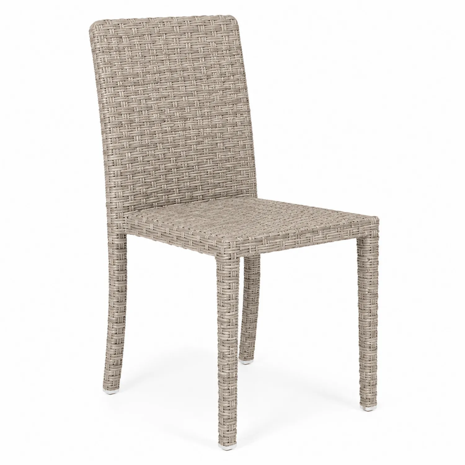 Silla de ratán sintético beige con estructura de aluminio