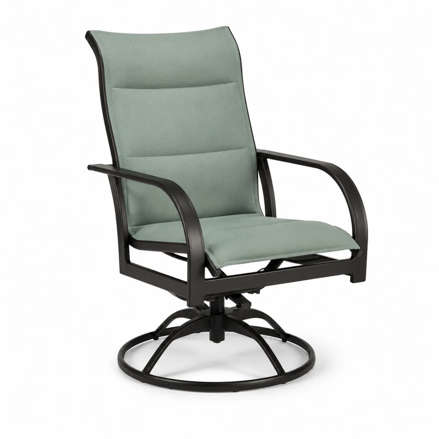 Silla giratoria de metal con cojines de poliéster verde
