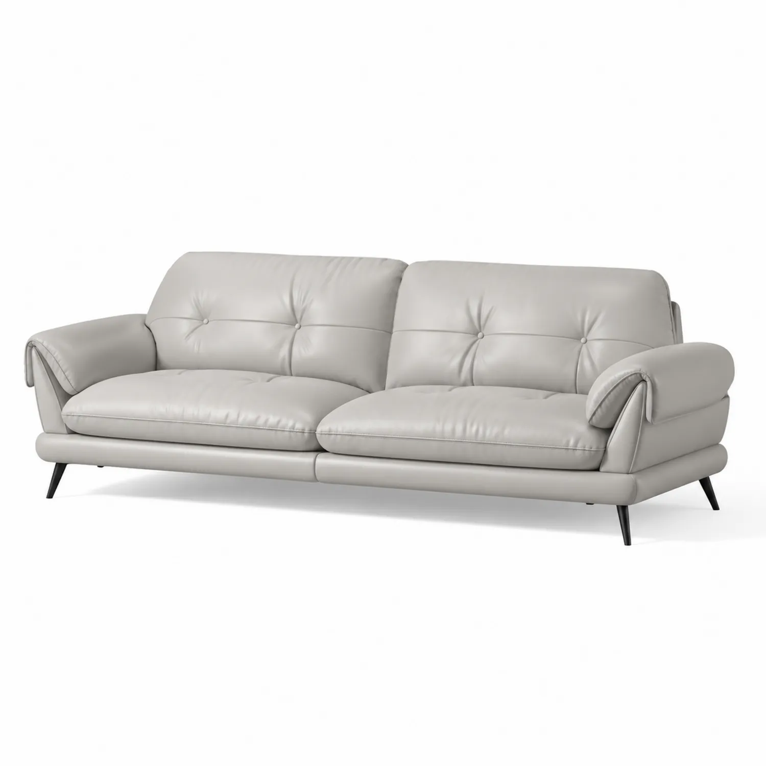 Sofá de Cuero Sintético Gris Claro 220x85x90 cm