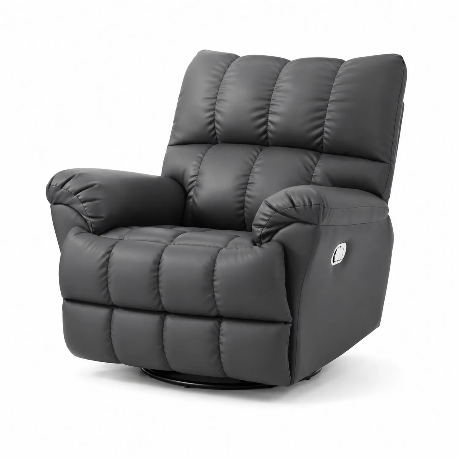 Sillón reclinable giratorio de cuero sintético Negro