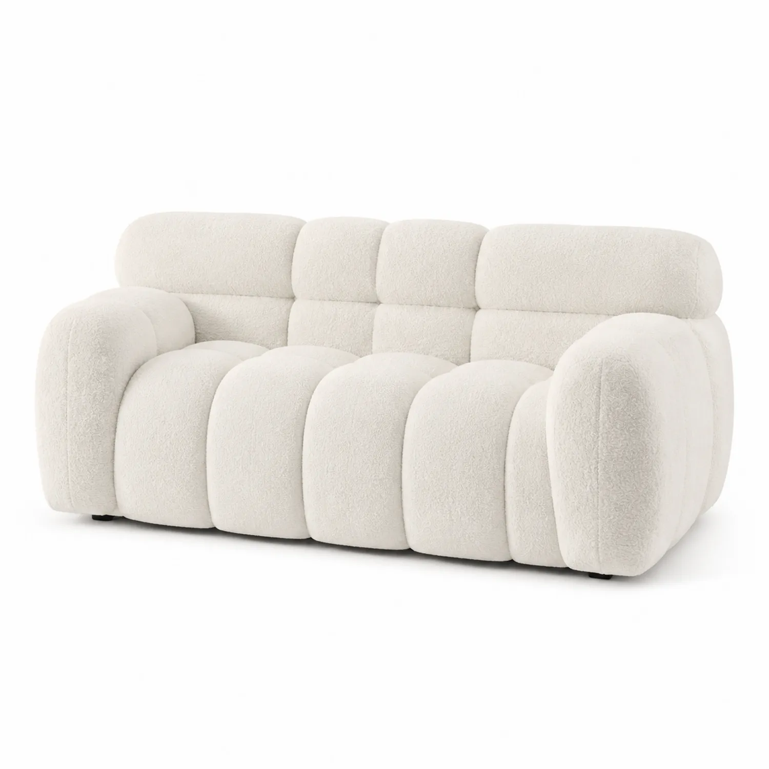 Sofá 3 plazas tela bouclé beige 200 cm