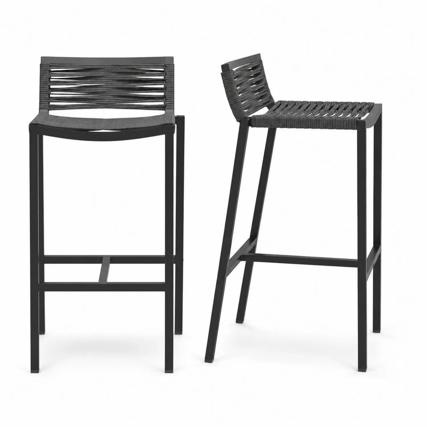 Taburetes de Bar de Aluminio y Cuerda de Poliéster Gris Oscuro 110cm