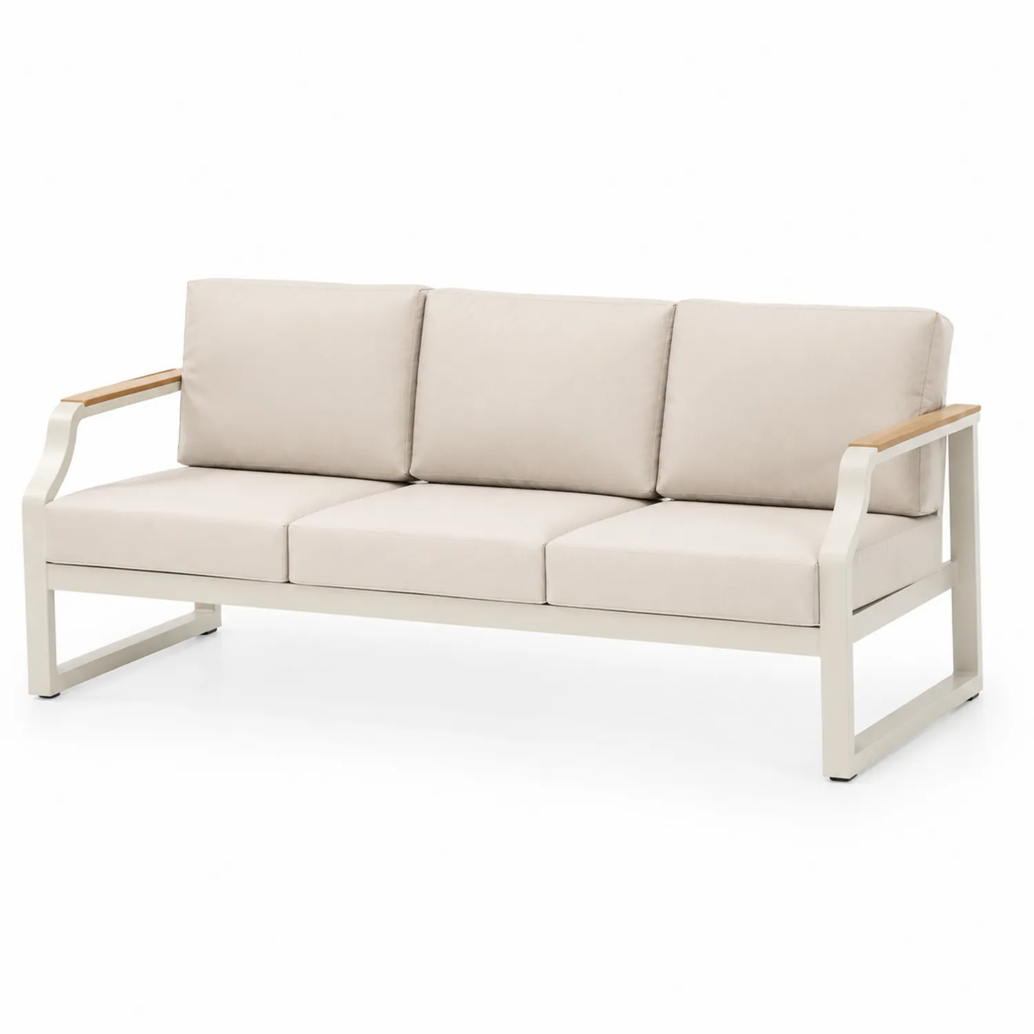 Sofá de aluminio con cojines extraíbles 3 plazas Beige