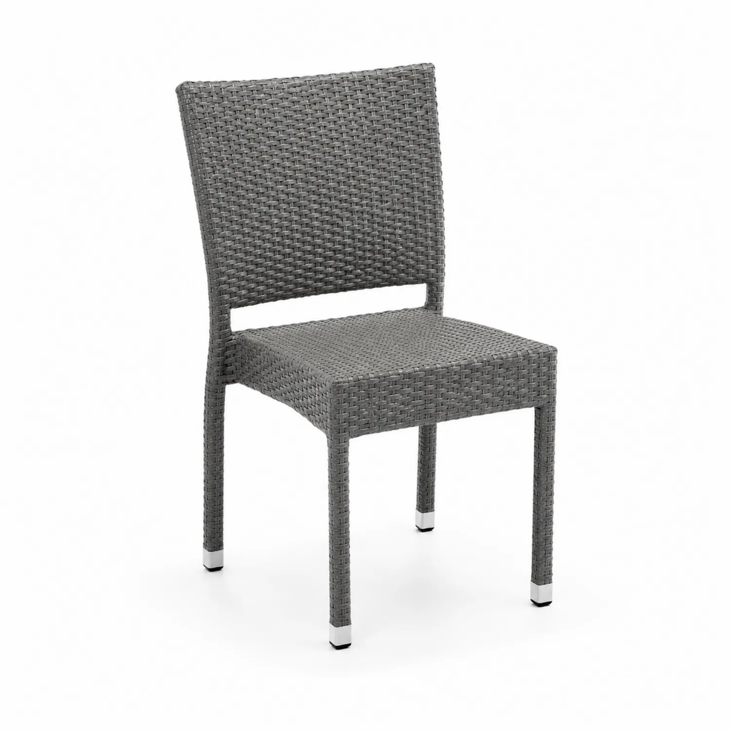Silla de ratán sintético gris para exterior